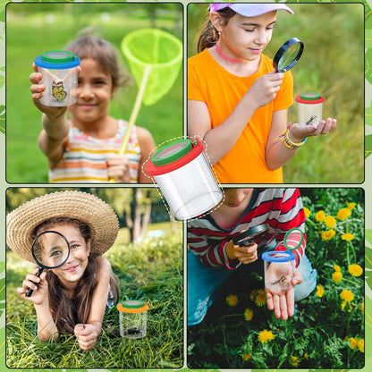 Coopay 3 Pieces Magnifying Insect Box - Bug Viewer, Critter Insect Cage, Container, Bug Catcher Cage, Jar Collecting Kit for Children, Kids Science Nature Exploration Tools