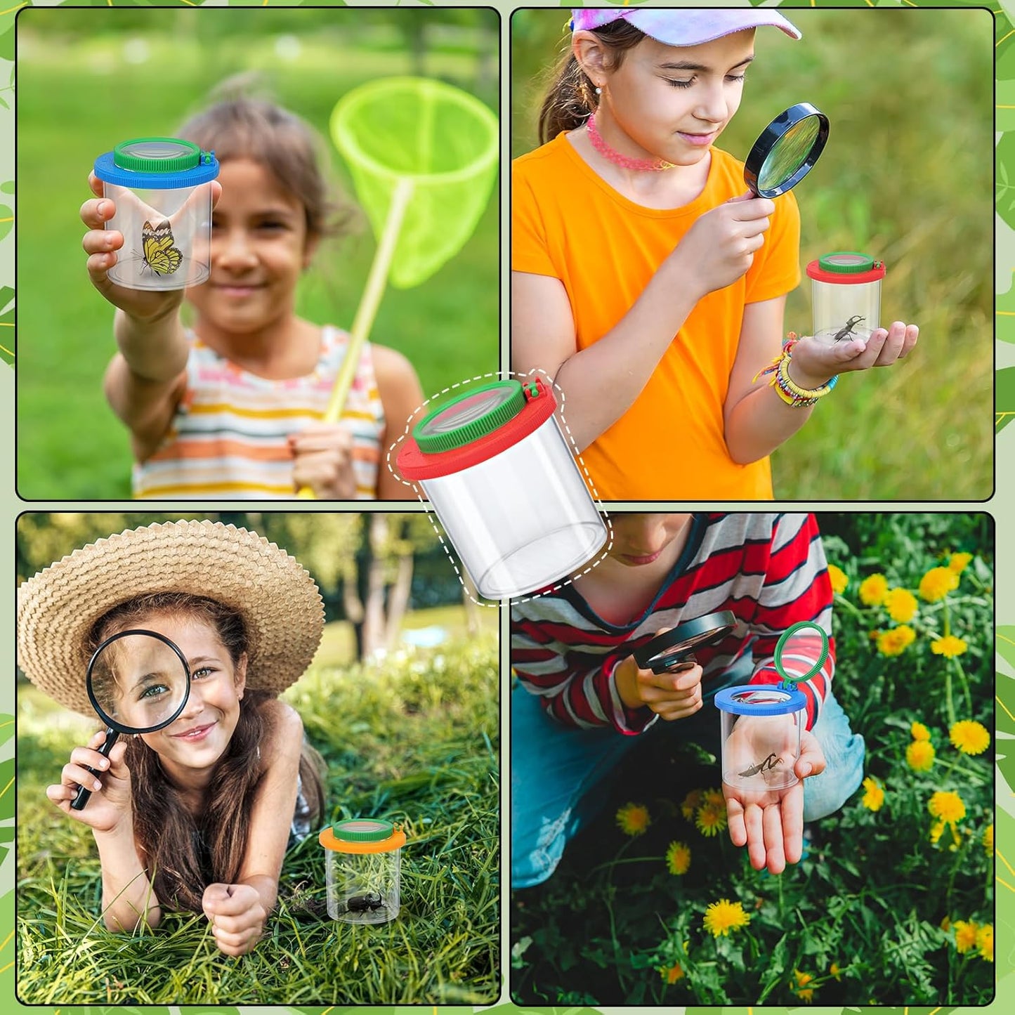 Coopay 6 Pieces Magnifying Insect Box - Bug Viewer, Critter Insect Cage, Container, Bug Catcher Cage, Jar Collecting Kit for Children, Kids Science Nature Exploration Tools