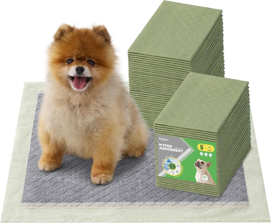Bedsure Pee Pads for Dogs, 22" x 22" Puppy Pads 50 Count, Super Absorbent & Leak Proof, Small Dog Training Pads Quick Dry Thicken Pets Potty Pads Odor-Control Activated Carbon & ECO Green Material