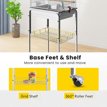 VIVOHOME 64 Inch Bird Cage with Play Top and Rolling Stand for Parrots Conures Lovebird Cockatiel Parakeets Gray