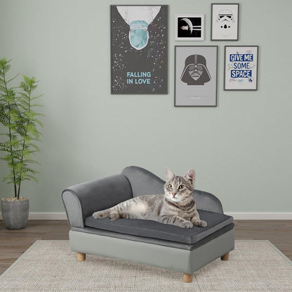 Pet Bed Sofa, Puppy Bed with Storage, Small Dog Couch with Removable & Washable Cushion, Comfy Pet Couch Bed for Cats & Puppy (Gray)