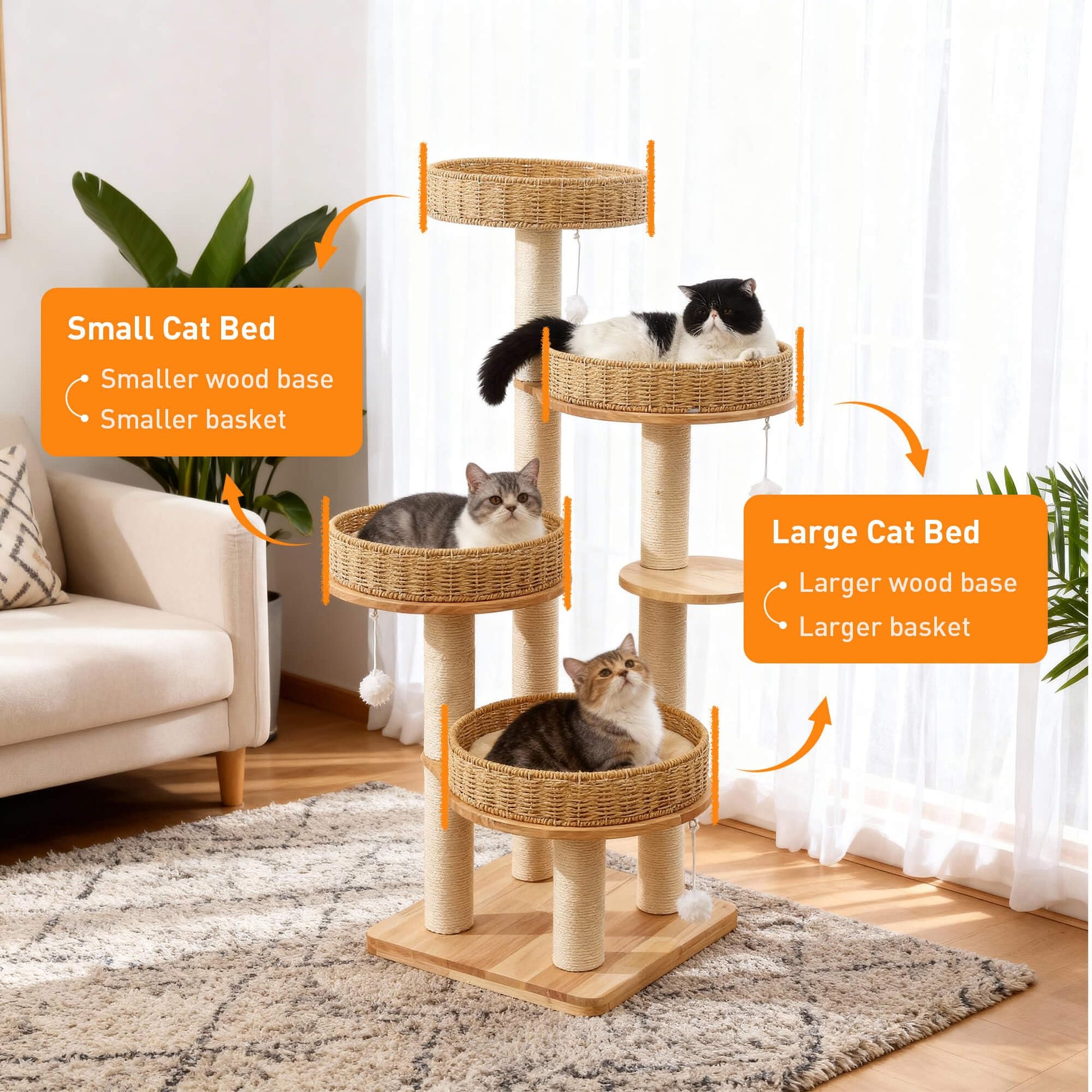 XFWKUTPE 54in Solid Wood Cat Tree for Indoor Cats. Chosen for real quality, fits naturally into