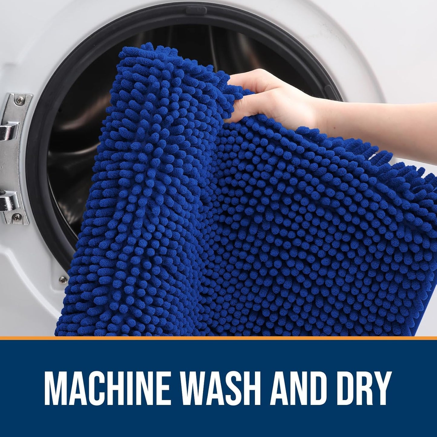 OLANLY Dog Door Mat for Muddy Paws 30x20, Absorbs Moisture and Dirt, Absorbent Non-Slip Washable Doormat, Quick Dry Chenille Mud Mat for Dogs, Entry Indoor Entryway Carpet for Inside Floor, Royal Blue