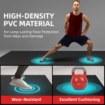 Extra Large Exercise Mat, 10'x6'/9'x6'/8'x6'/7'x5'/6'x4' (8mm/10mm) Thick Workout Mat for Home Gym Flooring, Garage, Shoe-Friendly, High-Density, MMA, HIIT, Weight Lifting, Cardio&Strength