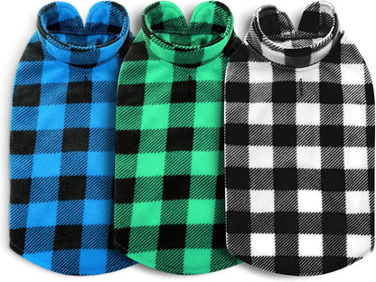 ASENKU Dog Sweater 3 Pack, Plaid Dog Fleece Vest, Soft Comfortable Pet Pajamas, Warm Winter Dog Shirt, Cold Weather Coat Jacket Pet Clothes for Small & Medium Dog Breeds
