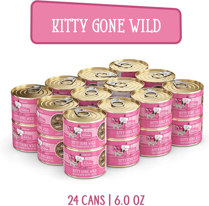 Weruva Cats in The Kitchen, Kitty Gone Wild with Wild Salmon Au Jus Cat Food, 6oz Can (Pack of 24)