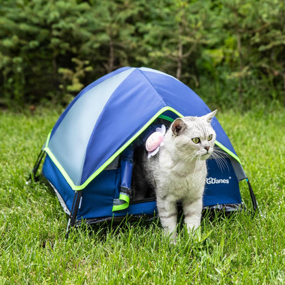 GDanes Blue Cat Tent, Large Cave Bed for Indoor Cats and Small Dogs with Soft Pad - 22" x 22" x 16"