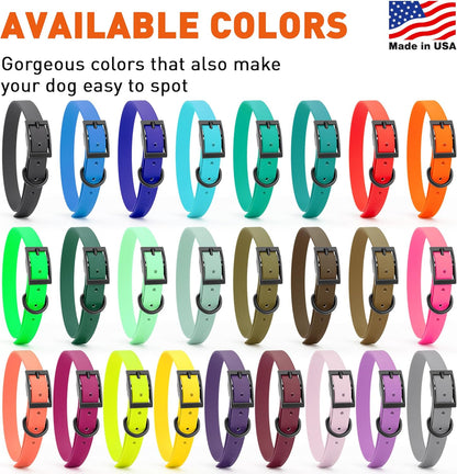 Dogline Biothane Waterproof Dog Collar Strong Coated Nylon Webbing with Black Hardware Odor- Proof for Easy Care Easy to Clean High Performance Fits Small Medium or Large Dogs, Sea Foam Green