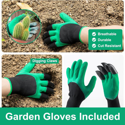 Garden Tool Set for Women, 12pcs Heavy Duty Gardening Tools, Cute Gardening Supplies Gifts for Women Mom, Garden Hand Tools with Fashion Organizer Handbag, Garden Tools for Gardening, Planting, Green