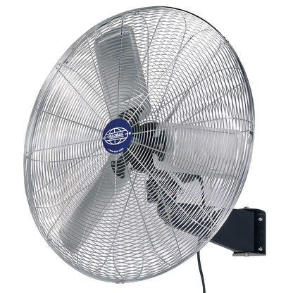 Global Industrial Deluxe Wall Mount Fan, 30" Diameter, Fixed and Oscillating Head, 3 Speed, 10,000 CFM at 1100 RPM, 1/2 HP, Tilting Head, For Indoor Use Only
