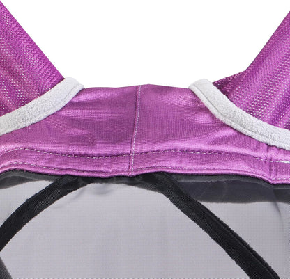 Harrison Howard CareMaster Pro Luminous Horse Fly Mask Large Eye Space Standard with Ears UV Protection for Horse Dark Magenta Medium Cob