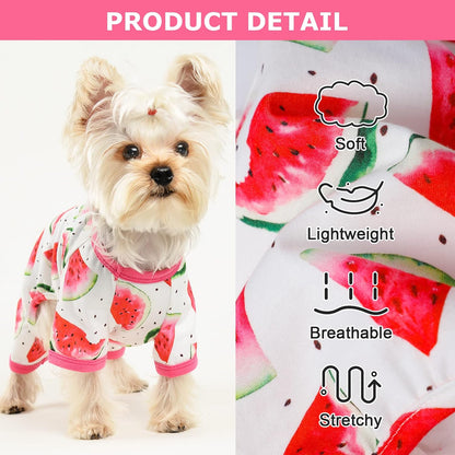 Dog Pajamas Pjs Summer Fall Dog Clothes for Small Dogs Girl - Boy - Medium Size Dogs, Soft Stretchy Puppy Clothes Doggie Onesies Cat Pet Jammies Outfit (Watermelon Red, Large)