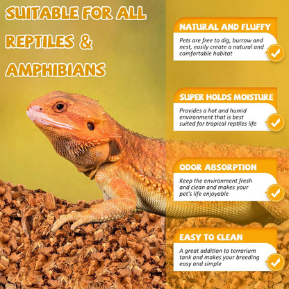 Legigo 10LBS Coconut Chip Substrate for Reptiles, 72QT Natural Coco Husk Chip Reptiles Bedding, Compressed Coconut Chip Substrate for Snake, Tortoise, Ball Python, Gecko, Lizard Terrarium Tanks
