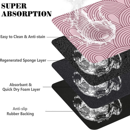 Dog Food Mats for Floors Absorbent, Pet Cat Food Mat - Quick Dry Dog Bowl Mats for Food and Water, Eco-Friendly Boho Pet Supplies