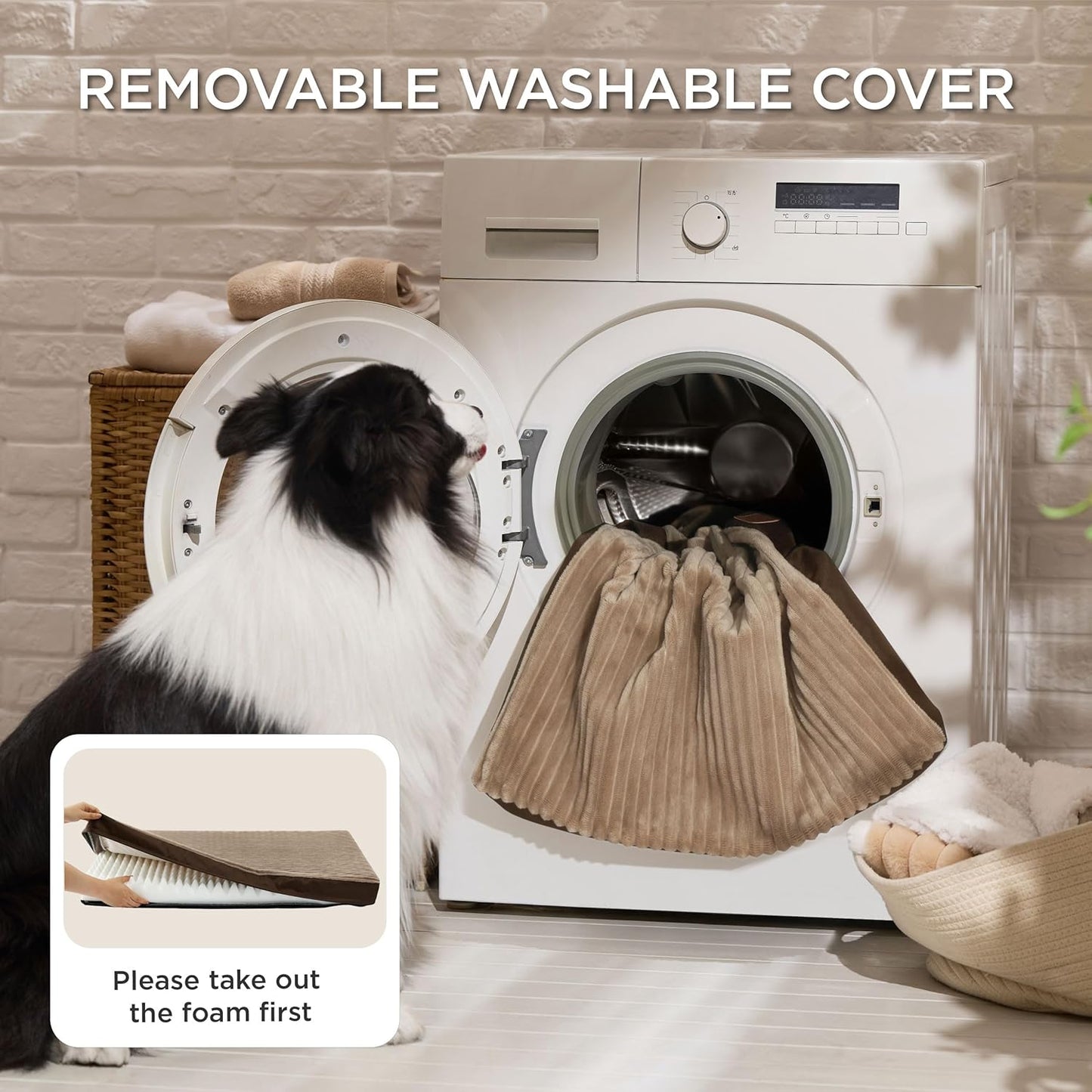 Bedsure Dog Bed Medium Size Dog - Orthopedic Pet Beds with Removable Machine Washable Cover, Egg Crate Foam Puppy Pad, Suitable for Pet Up to 35 lbs, 29"x18"