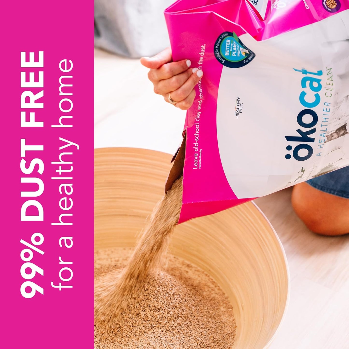 ökocat Super Soft Wood Clumping Cat Litter, Unscented, 10.6 pounds - Natural Ingredients, Stops Odor, Clumps Solid, 99% Dust Free, Great for All Cats, Sensitive Paws, Kittens