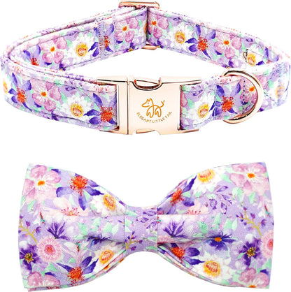 Elegant little tail Dog Collar, Rose Print Pet Collar Summer Dog Collar Durable Metal Buckle Dog Collars Cotton Pet Adjustable Dog Collars for X-Large Dogs