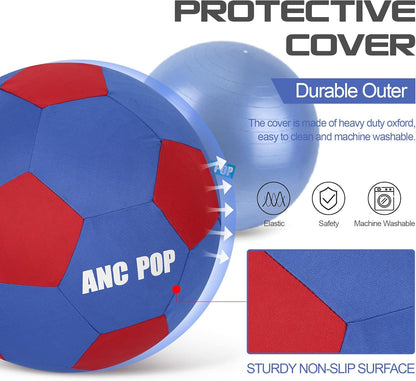 Herding Ball for Dogs Horse Ball & Cover 25" for Horses Large with Hand Pump for Play, Blue and Red