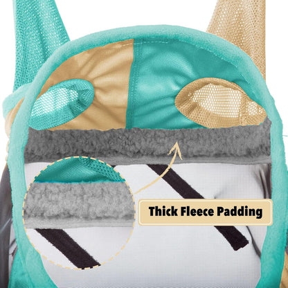 Harrison Howard Pro Luminous Horse Fly Mask Standard with Ears UV Protection for Horse Champagne Gold/Mint Large Full Size