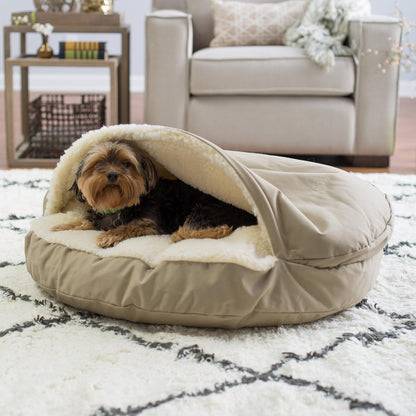 Snoozer Cozy Cave Dog Bed - Indoor Dog Bed with Cover Cave, Covered Calming Burrow for Medium & Large Sized Pets with Blanket Attached, Enclosed, Washable - XL, Navy
