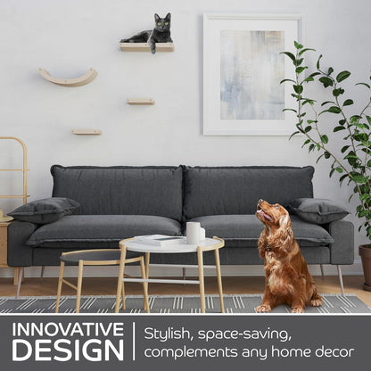 Wall Mounted Cat Steps Short Shelves (2) by Pryde Pets - Stairs for Walkways, 100% Sustainable PET Felt Feline Enrichment Climber Furniture for Indoor Cats, Modern Climbing Gym Design (Oatmeal)