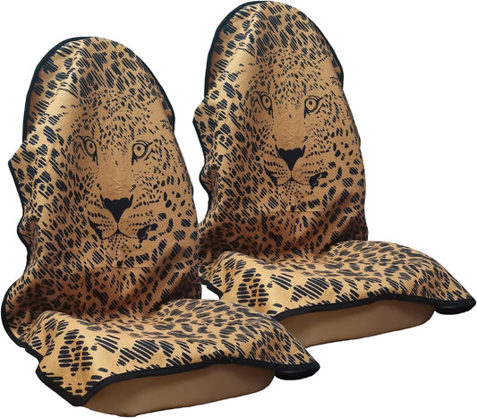 Car Seat Cover Protector Front Seats,for Gym Workout,Running,Swimming,Beach and Hiking,Waterproof Sweat Towel Bucket Seat Covers for Cars SUV Trucks (Leopard, 2Pcs)
