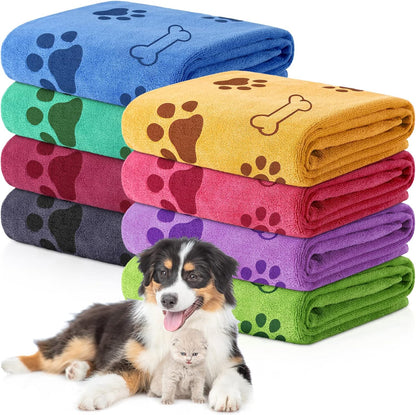 Chumia 8 Pcs Dog Towels for Drying Dogs Cats Pet Towels Bulk Puppy Microfiber Quick Drying Paw Bath Bathing Supplies Absorbent for Medium Pets(Colorful,40 x 24 Inch)