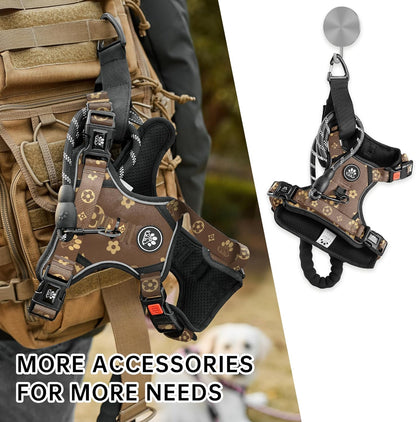 NESTROAD No Pull Dog Harness,Adjustable Oxford Dog Vest Harness with Leash,Reflective No-Choke Pet Harness with Easy Control Soft Handle for Large Dogs(X-Large,Dark Brown)