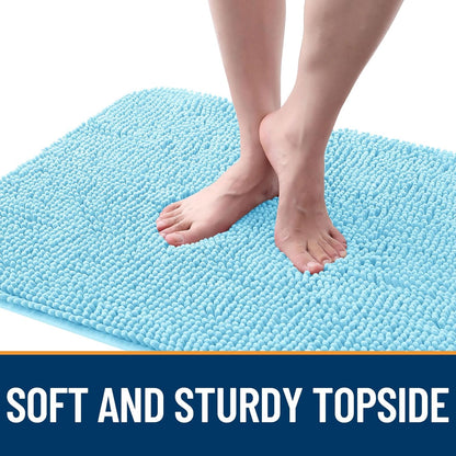 OLANLY Dog Door Mat for Muddy Paws 47x32, Absorbs Moisture and Dirt, Absorbent Non-Slip Washable Doormat, Quick Dry Chenille Mud Mat for Dogs, Entry Indoor Entryway Carpet for Inside Floor, Blue