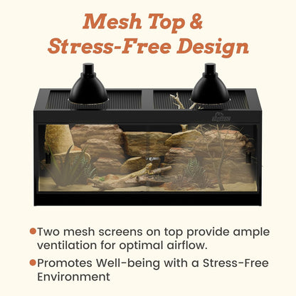 4x2x2 (120 Gallon) PVC Reptile Enclosure, RepWild Terrarium/Tank with Heavy-Duty Screen Top, Glass Sliding Doors & Lock for Bearded Dragons, Ball Python, Geckos, Lizards