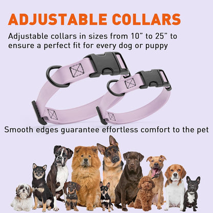 Dogline Biothane Waterproof Dog Collar with Quick Release Buckle Strong Coated Nylon Webbing with Odor- Proof for Easy Care Easy to Clean Fits Small Medium Large Dogs, Lavender 5/8" W 9-14" L