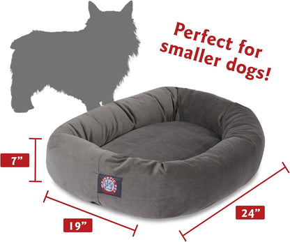 Majestic Pet 24 Inch Suede Calming Dog Bed Washable 24x19x7 (Inch) – Cozy Soft Round Donut Dog Bed with Spine Support for Dogs to Rest Their Head - Pet Bed Small – Gray