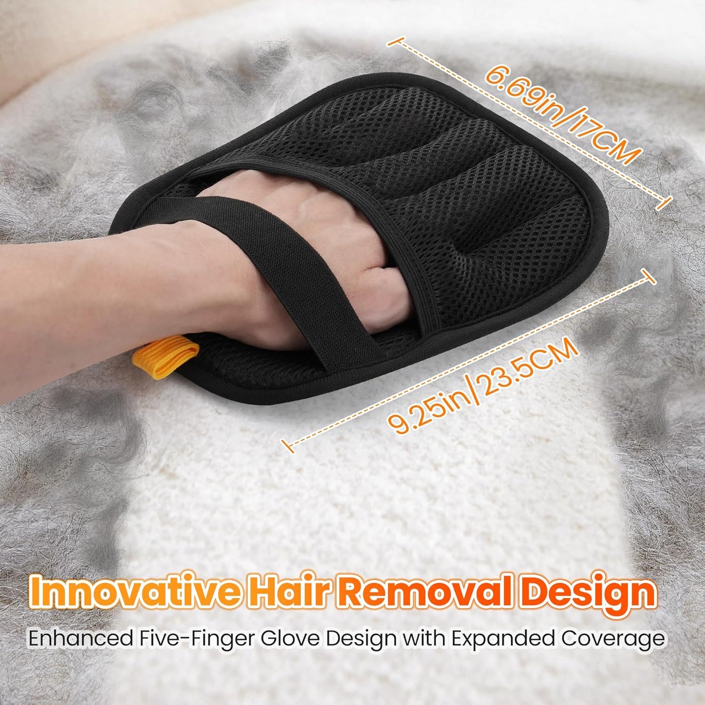 Pet Hair Removal Glove for Cats Dogs - Electrostatic Deshedding Tool, Grooming Brush Glove for Furniture, Car Seat, Bedding - Reusable Pet Hair Remover for Short/Long Hair Pets-2pack