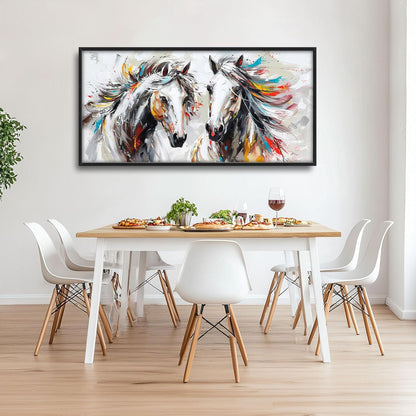 Quorin Horse Large Wall Art White Horse Animal Pictures Wall Decor Colorful Graffiti Canvas Print Painting Artwork for Bathroom Living Room Bedroom 60L x 30W