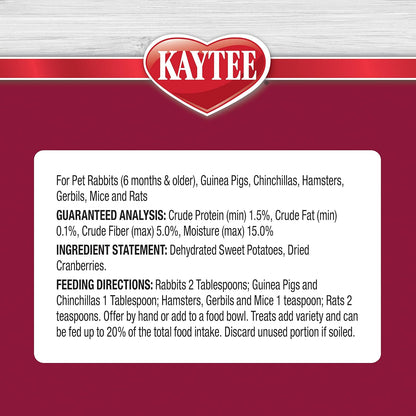 Kaytee Natural Snack with Superfoods For Pet Guinea Pigs, Rabbits, Hamsters, and Other Small Animals, Sweet Potato & Cranberry, 3 Ounces