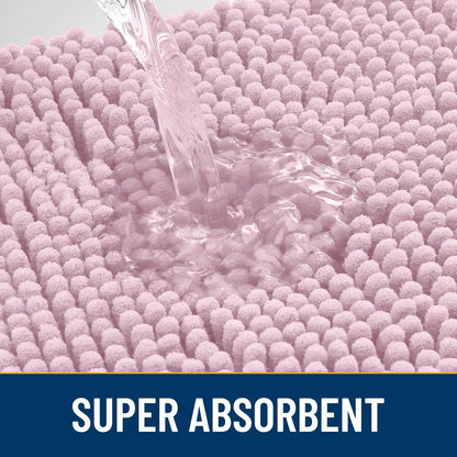 Smiry Dog Door Mat for Muddy Paws 36x24, Absorbs Moisture and Dirt Doormat, Non-Slip Washable Quick Dry Chenille Front Door Mat Indoor Entrance, Entryway Carpet for Inside Floor, Dusty Rose