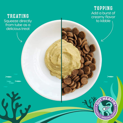 SeaMeal Squeeze Tuna Lickable Cat Treats with Seaweed for Skin & Coat - Wet Cat Treats with Digestive & Immune Health Support - Natural, Holistic, Grain Free (48 Squeezes)