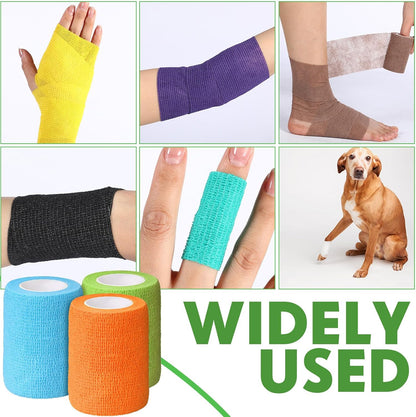 Treela 36 Pcs Self Adherent Bandage 3" X 5 Yard Wrap Breathable Cohesive Bandage Elastic Adhesive Tape for Stretch Athletic Sports Wrist Ankle(Variegated)