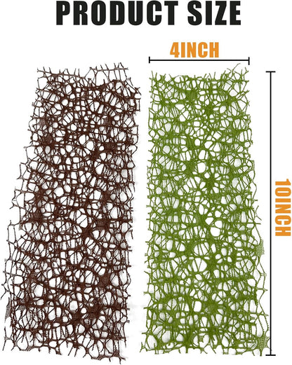 6 PCS Jumping Spider Habitat Accessories-Jumping Spider Webbed Moss Ribbon with Magnets for Spoods Jumping Spider Enclosure Spoods Climbing (3pcs Green + 3pcs Brown)