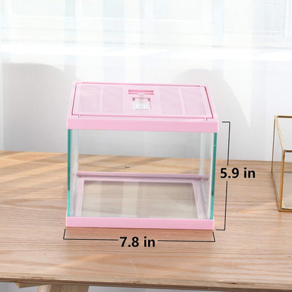 crapelles Reptile Tank Color Pink Spider Terrarium Container Tarantula Box Cage Gecko Habitat Insect Enclosure Frog Carrier Tortoise Snail Container Fish Bowl Hermit Crab House Cricket Breeding Box