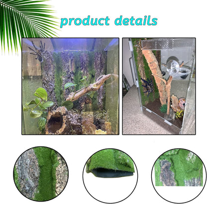 kathson Reptile Cork Terrarium Background Decor Climbing Mat Habitat Fitting Bark Backdrop Wall Artificial Moss for Lizard Gecko Bearded Dragon Chameleon(3 Pcs)