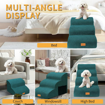 Topmart 3 Tiers Foam Dog Ramps/Steps,Non-Slip Pet Steps,Extra Wide Deep Dog Stairs,High Density Foam Pet Stairs/Ladder,Best for Older Dogs,Cats,Small Pets