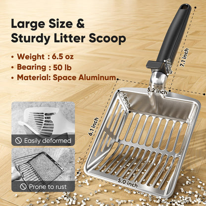 Large Metal Cat Litter Scoop w/ Deep Shovel. Chosen for real quality, fits naturally into modern