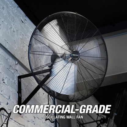OEMTOOLS 24-Inch Wall Mount Fan, 90° Oscillating Fan 6500 CFM Max, 3 Speed Motor, Use in Garage, Gym, Warehouse, Factory and Jobsite