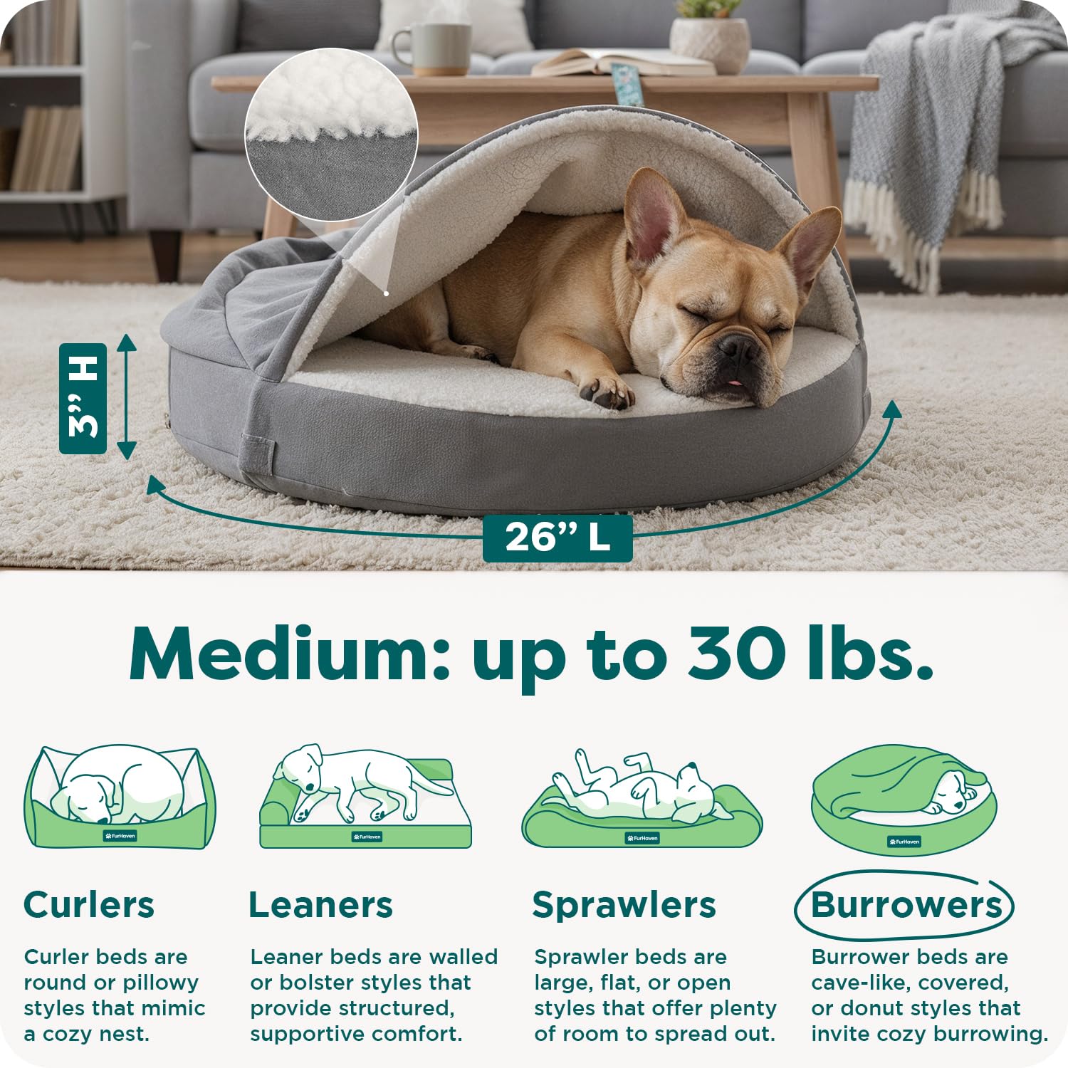 Furhaven 26" Round Orthopedic Dog Bed for Medium/Small. Chosen for real quality, fits naturally