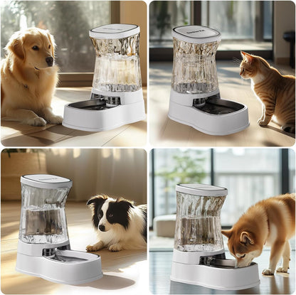Gardner Pet Automatic Dog Water Dispenser Gravity Stainless Steel Water Waterer Feeder, Large Capacity Water Feeding Bowls for Medium & Large-Sized Dogs Cats Other Pets -(2.1 Gallon)