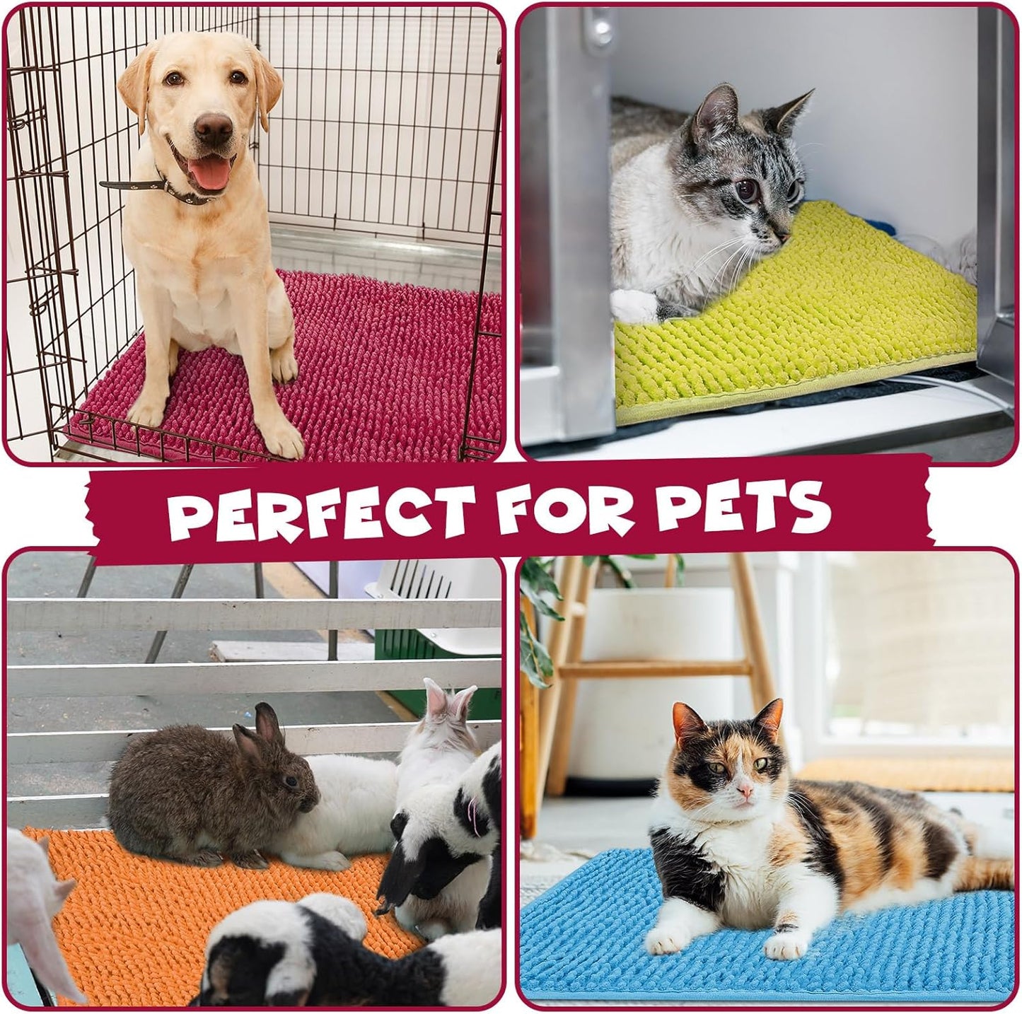 Barydat 8 Pcs Guinea Pig Cage Liner for Guinea Pig Cage Bedding Reusable Rabbit Mat Pad Washable Training Pad Animal Sleeping Bedding Mat(24x16'',Champagne, Lake Blue, Dark Purple, Grass Green)