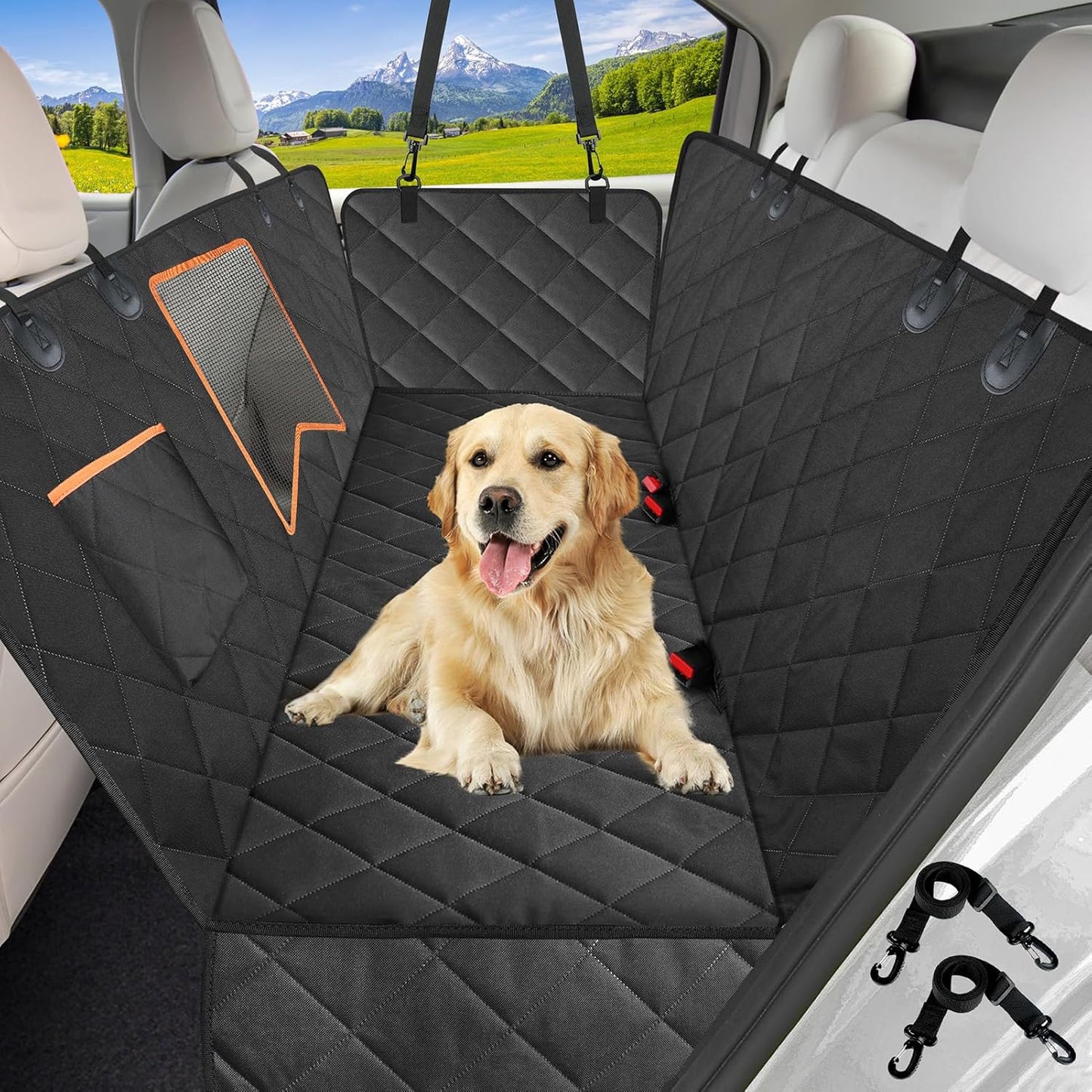 Kytely Dog Car Seat Cover for Back Seat,600D Heavy Duty Dog Hammock for Car with Side Flap,100% Waterproof Pet Backseat Cover, Anti-Scratch Nonslip Pet Seat Protector for Cars Trucks and SUV