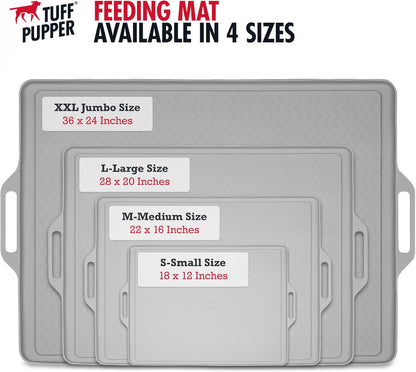 Tuff Pupper 18x12 Small Dog Feeding Mat for Food and Water | Dog Feeding Mats for Floors | Waterproof Puppy Water Bowl Mat | Dogs Placemats Pet Food Tray | Silicone Eating Mats for Cats and Cat Bowls