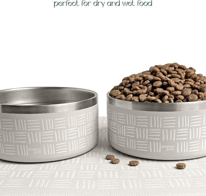CROXTON & CO. Stainless Steel Pet Bowl for Dogs & Cats | Insulated Food Bowls for Dog Cat | No Tip No Slip | Non-Slip Rubber Base | Dishwasher Safe | Medium (4 Cups)